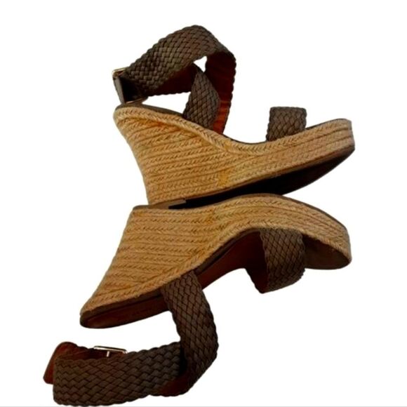 JustFab Sandals Woven Platform Wedge Sisal Braid Ankle Strap Women's Size 7.5 - Picture 2 of 13